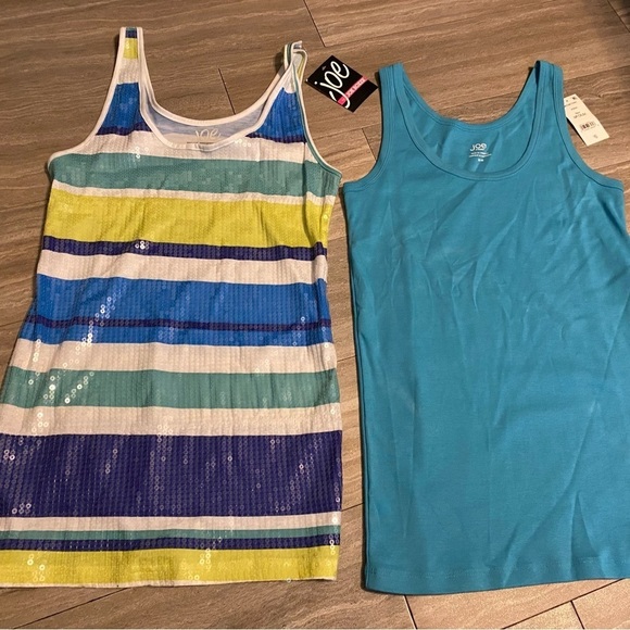 Joe Boxer Tops - Set Lot 2 New NWT Vintage Joe Boxer Women Blue Striped Sequin Tank Top Shirt M